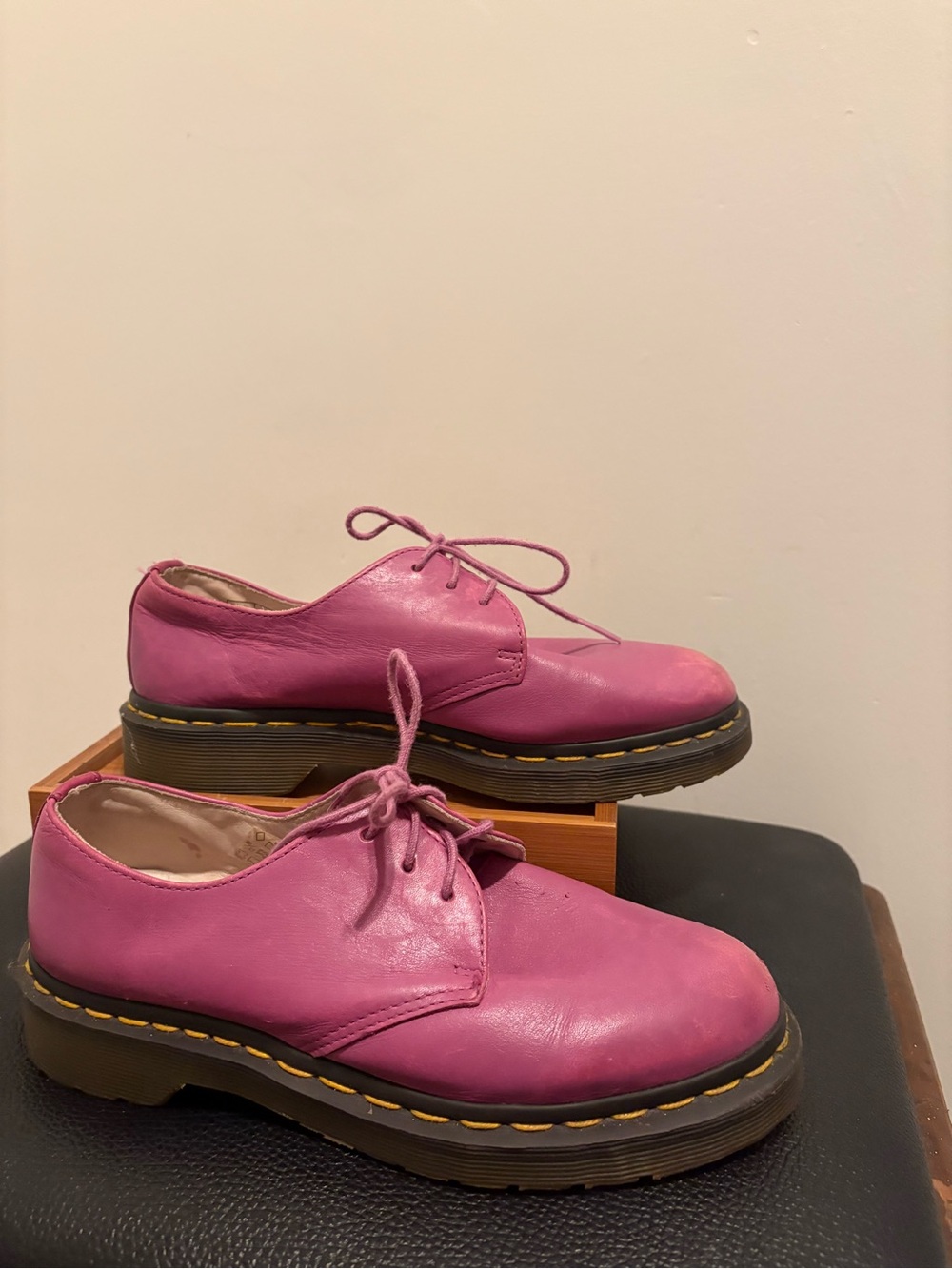 Dr. Martens Pink Leather Lace-Up Loafers